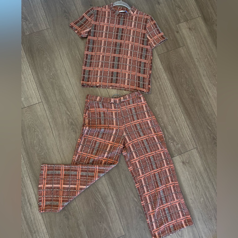 Zara Women's Plaid Set - Orange and Brown